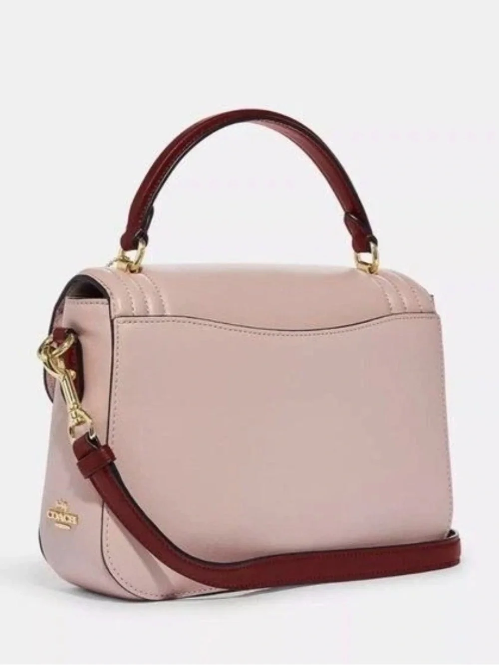 Coach Marlie Top Handle bag  Quilted Leather in pink with charm
